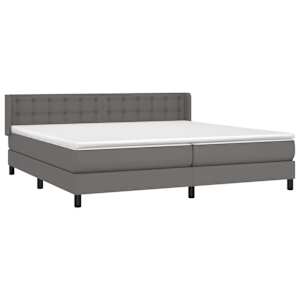 Box spring postel s matrací šedá 200x200 cm umělá kůže - obrázek 3