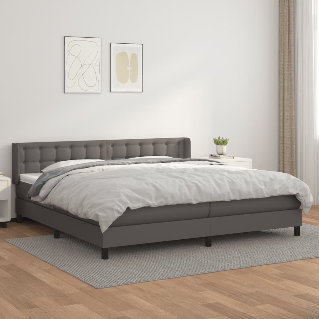 Box spring postel s matrací šedá 200x200 cm umělá kůže