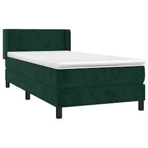 Box spring postel s matrací tmavě zelená 80 x 200 cm samet - obrázek 3