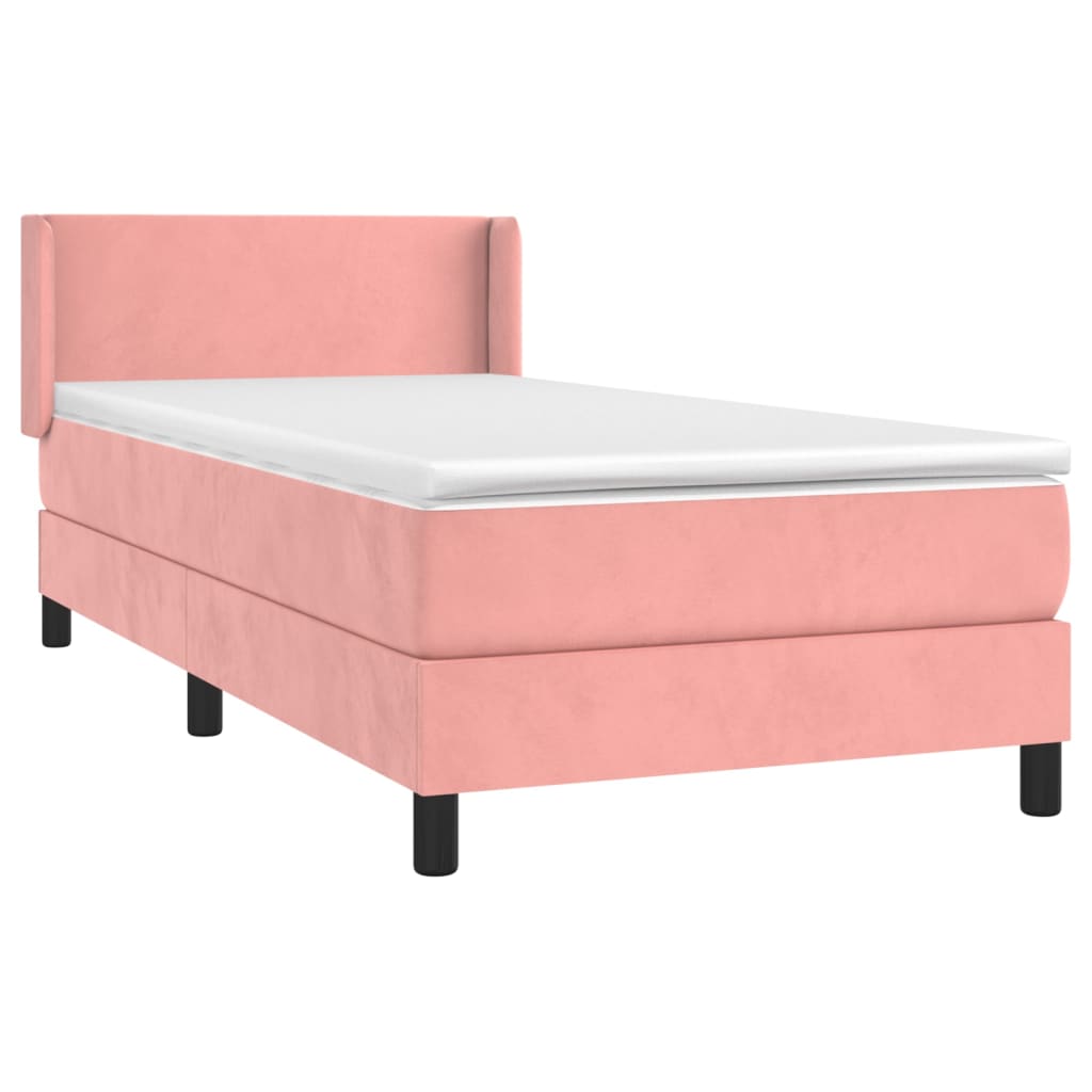 vidaXL Boxspring met matras fluweel roze 80x200 cm afbeelding
