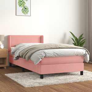 Box spring postel s matrací růžová 80 x 200 cm samet - obrázek 1