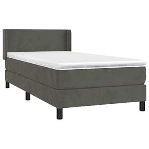 vidaXL Sommier &agrave; lattes de lit et matelas Gris fonc&eacute; 90x200 cm Velours