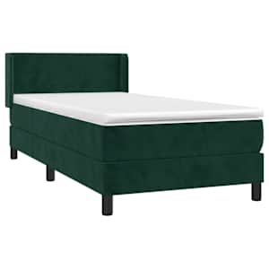 Box spring postel s matrací tmavě zelená 90x200 cm samet - obrázek 3