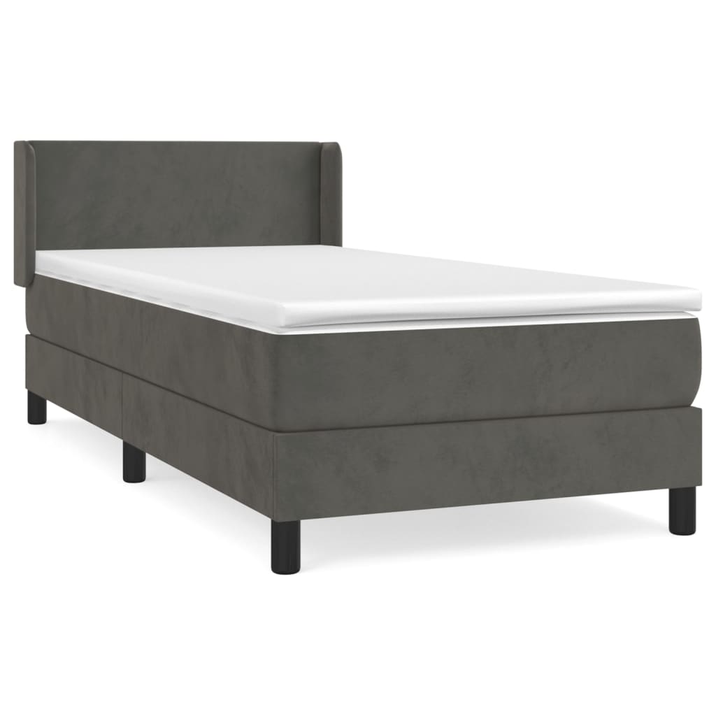 vidaXL Box spring postel s matrací tmavě šedá 100x200 cm samet