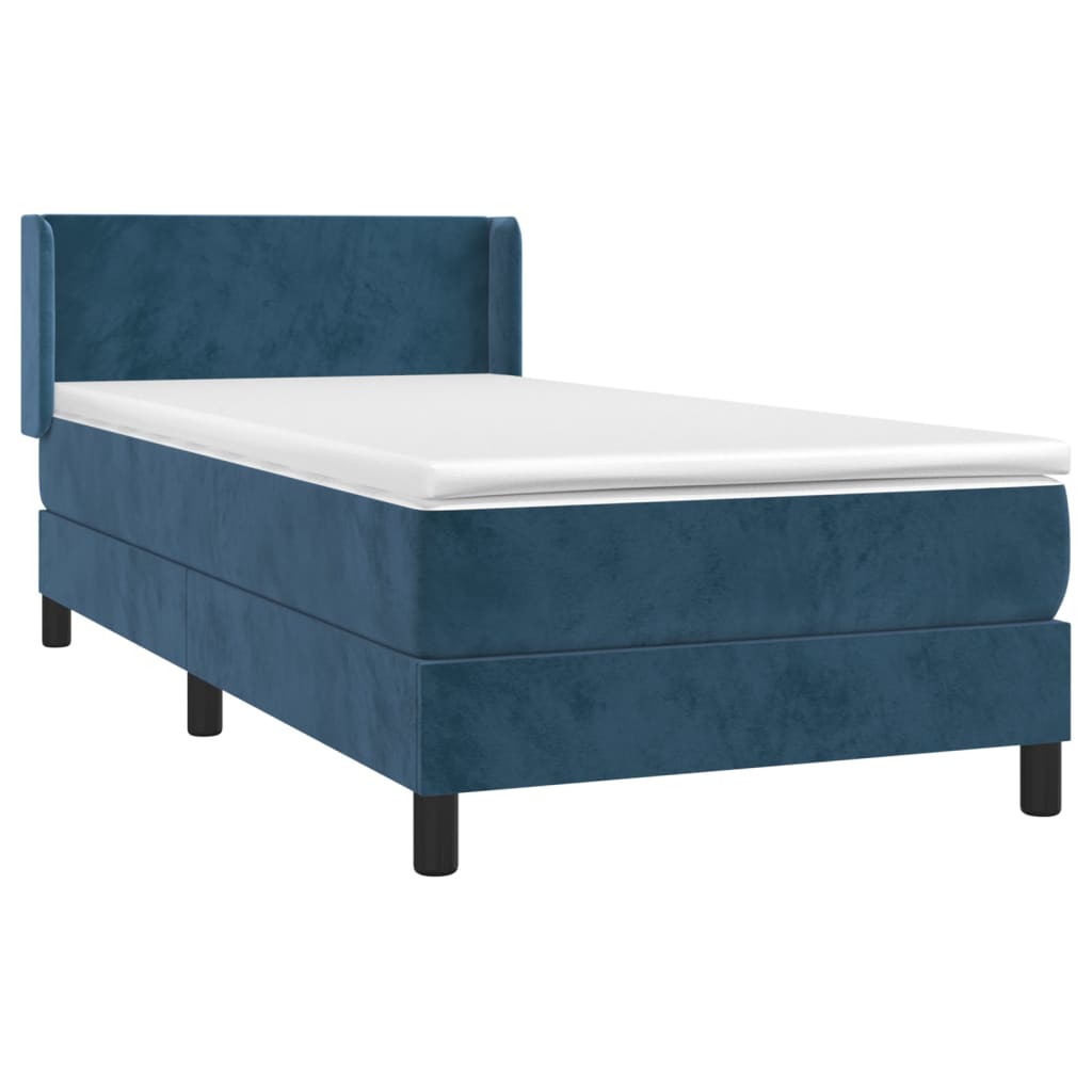vidaXL Boxspring met matras fluweel donkerblauw 100x200 cm afbeelding