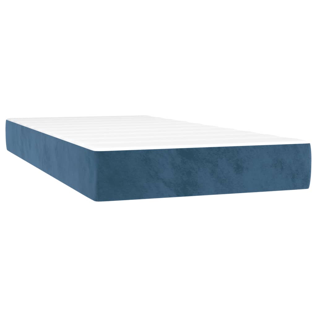 Box spring postel s matrací tmavě modrá 100x200 cm samet