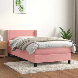 Box spring postel s matrací růžová 100x200 cm samet - obrázek 1