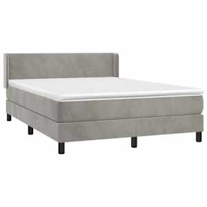 Box spring postel s matrací světle šedá 140x190 cm samet - obrázek 3