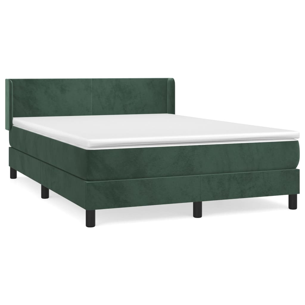 Thumbnail - vidaXL Boxspringbett mit Matratze Dunkelgrün 140x190 cm Samt