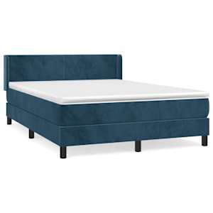 Box spring postel s matrací tmavě modrá 140x190 cm samet - obrázek 2