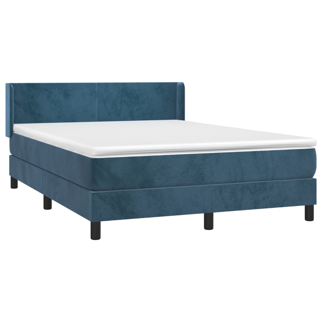 Box spring postel s matrací tmavě modrá 140x190 cm samet