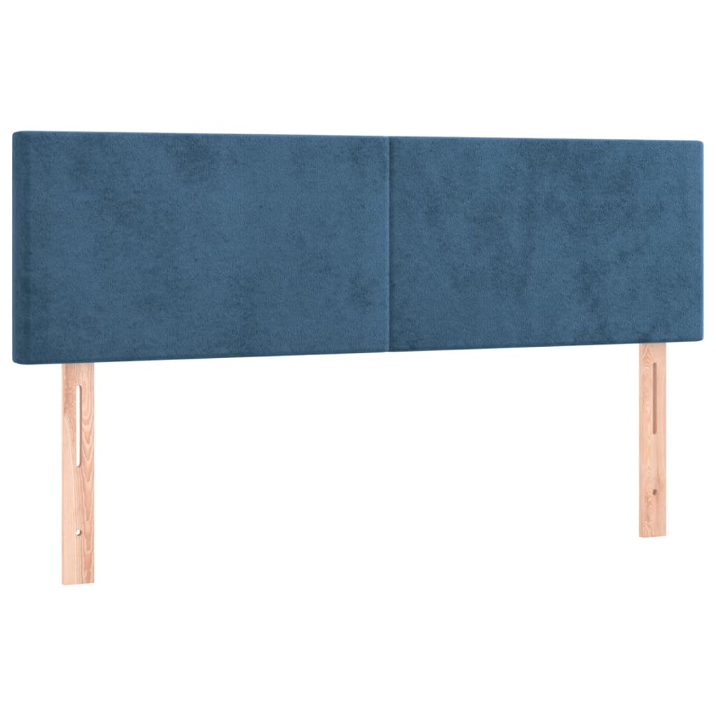 Pat box spring cu saltea, albastru închis, 140x190 cm, catifea