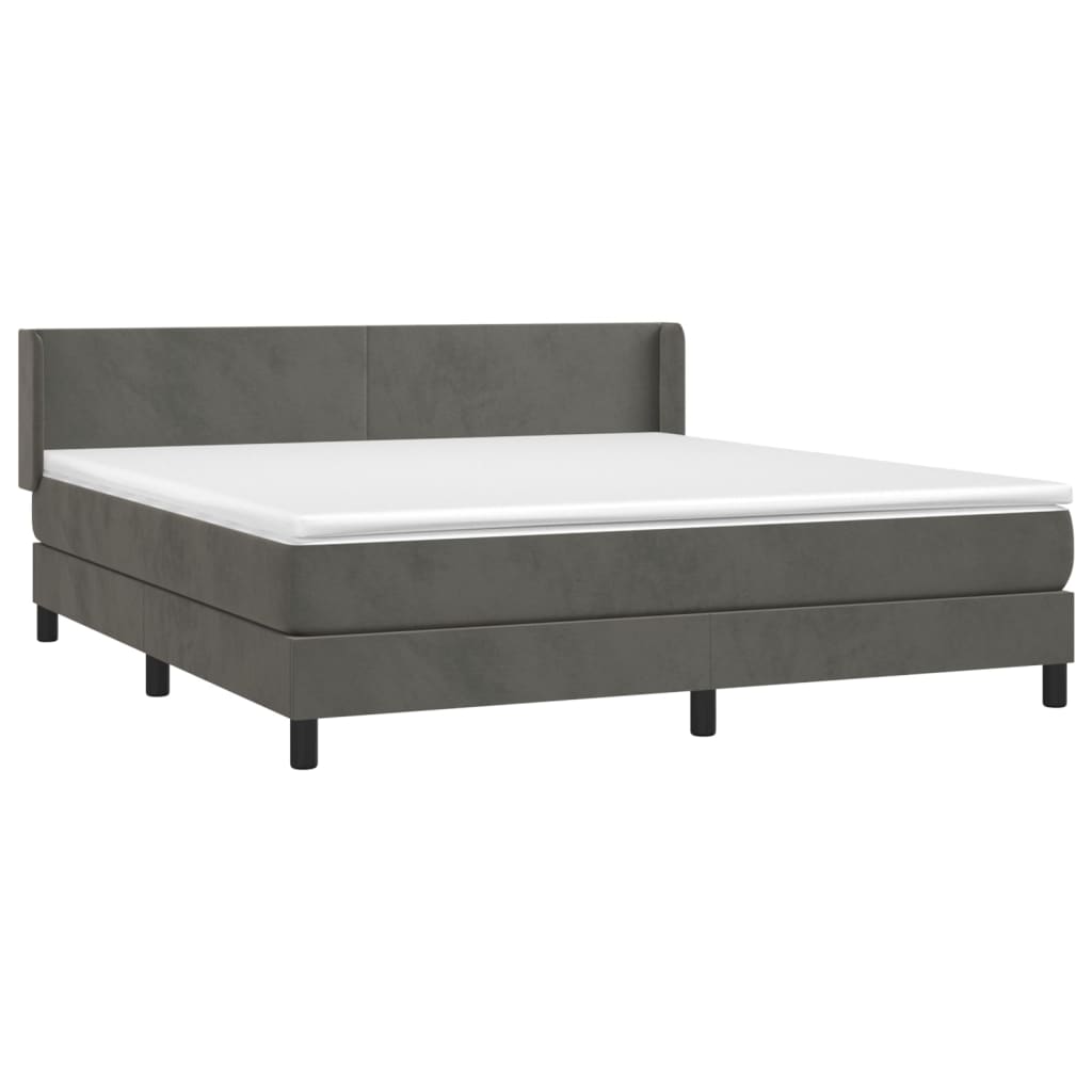 vidaXL Boxspring met matras fluweel donkergrijs 160x200 cm afbeelding