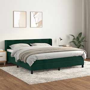 Box spring postel s matrací tmavě zelená 160x200 cm samet - obrázek 1