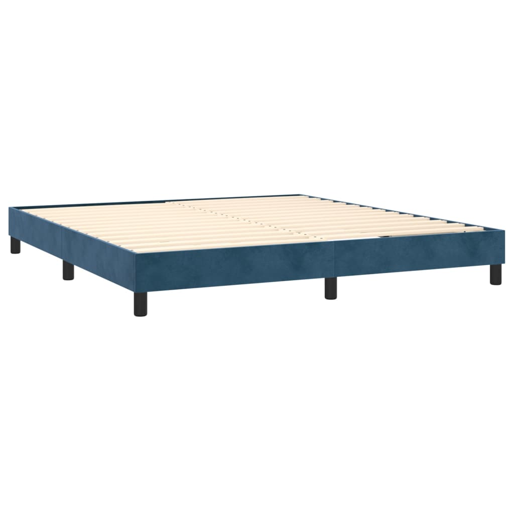 Box spring postel s matrací tmavě modrá 160x200 cm samet