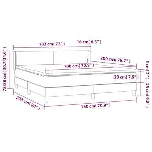 Box spring postel s matrací tmavě šedá 180x200 cm samet - obrázek 7