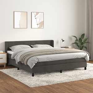 Box spring postel s matrací tmavě šedá 180x200 cm samet - obrázek 1