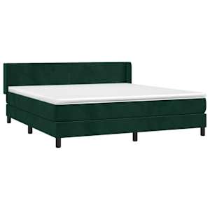 Box spring postel s matrací tmavě zelená 180x200 cm samet - obrázek 3
