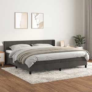 Box spring postel s matrací tmavě šedá 200x200 cm samet - obrázek 1