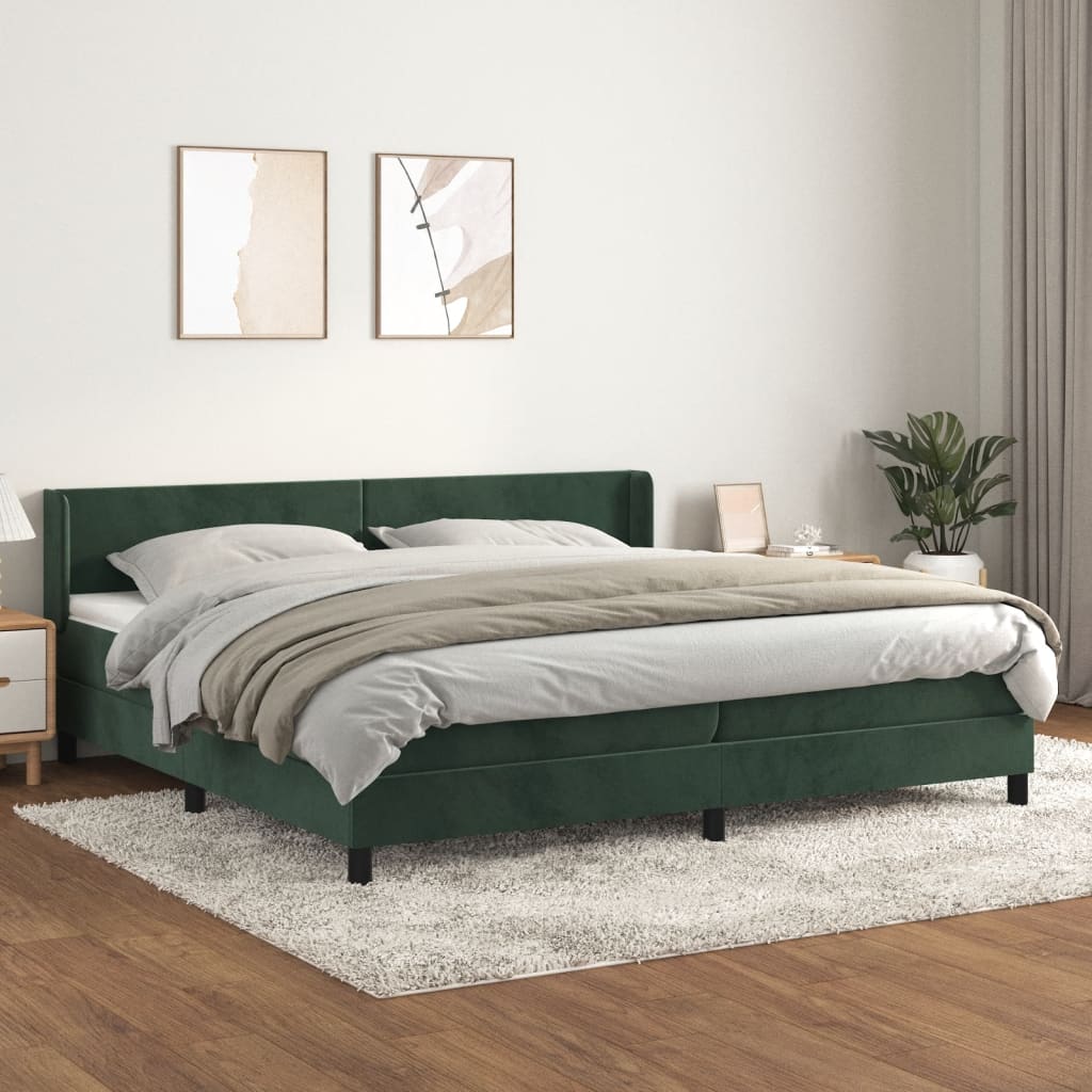 Boxspringbett mit Matratze Dunkelgrün 200×200 cm Samt