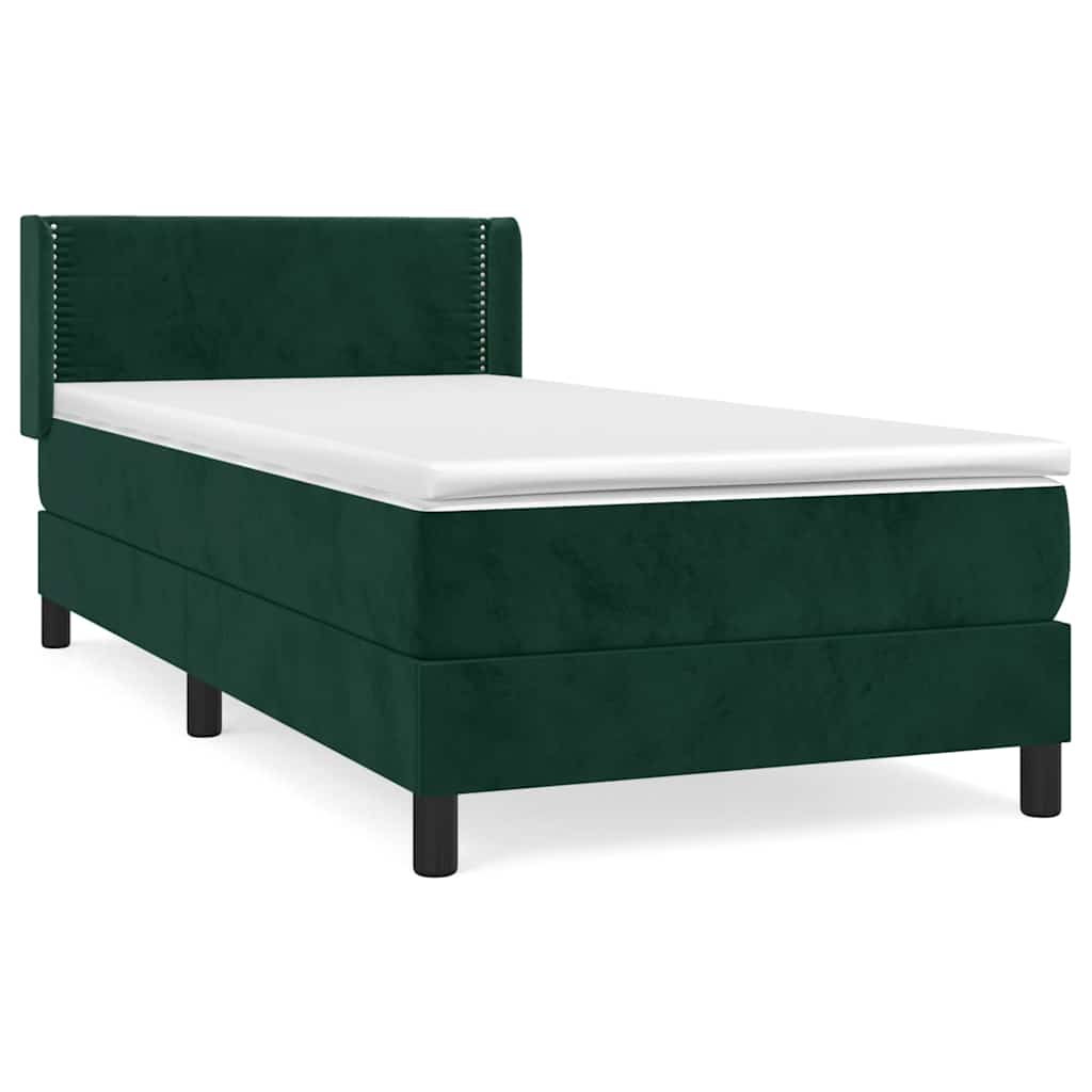 vidaXL Box spring postel s matrací tmavě zelená 80 x 200 cm samet