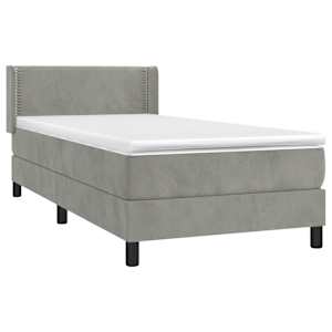 Box spring postel s matrací světle šedá 90x190 cm samet - obrázek 3