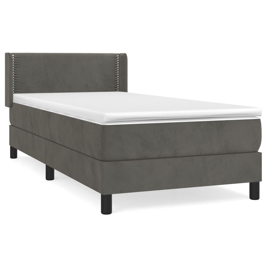 Thumbnail - vidaXL Boxspringbett mit Matratze Dunkelgrau 90x190 cm Samt