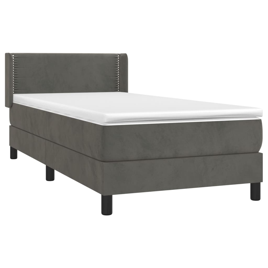 vidaXL Boxspring met matras fluweel donkergrijs 90x190 cm afbeelding