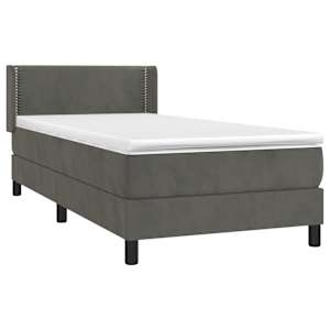 Box spring postel s matrací tmavě šedá 90x190 cm samet - obrázek 3