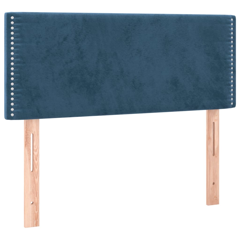 Box spring postelja z vzmetnico temno moder 90x190 cm žamet