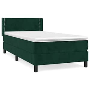 Box spring postel s matrací tmavě zelená 90x200 cm samet - obrázek 2
