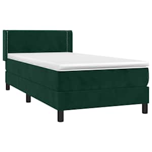 Box spring postel s matrací tmavě zelená 90x200 cm samet - obrázek 3