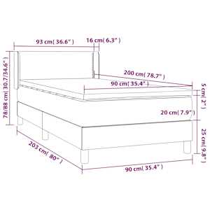 Box spring postel s matrací tmavě zelená 90x200 cm samet - obrázek 8