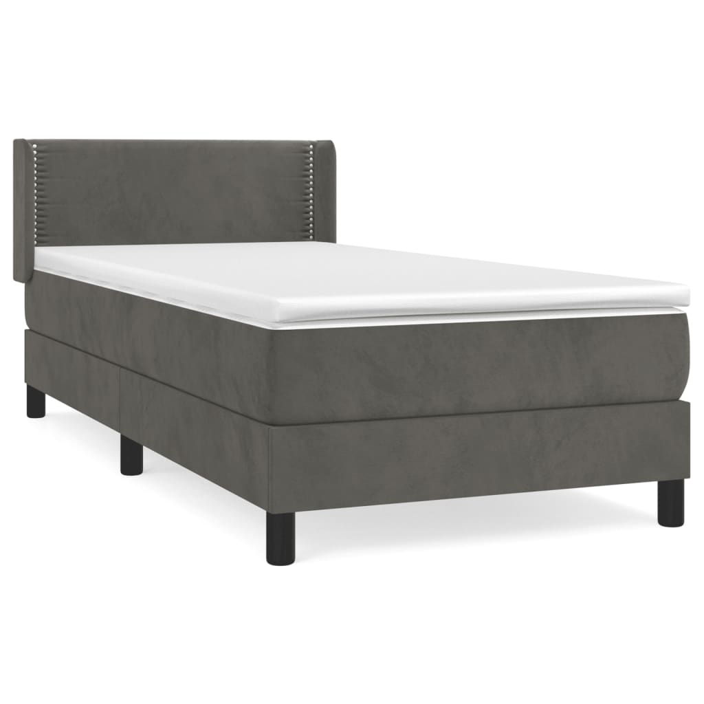 Thumbnail - vidaXL Boxspringbett mit Matratze Dunkelgrau 100x200 cm Samt