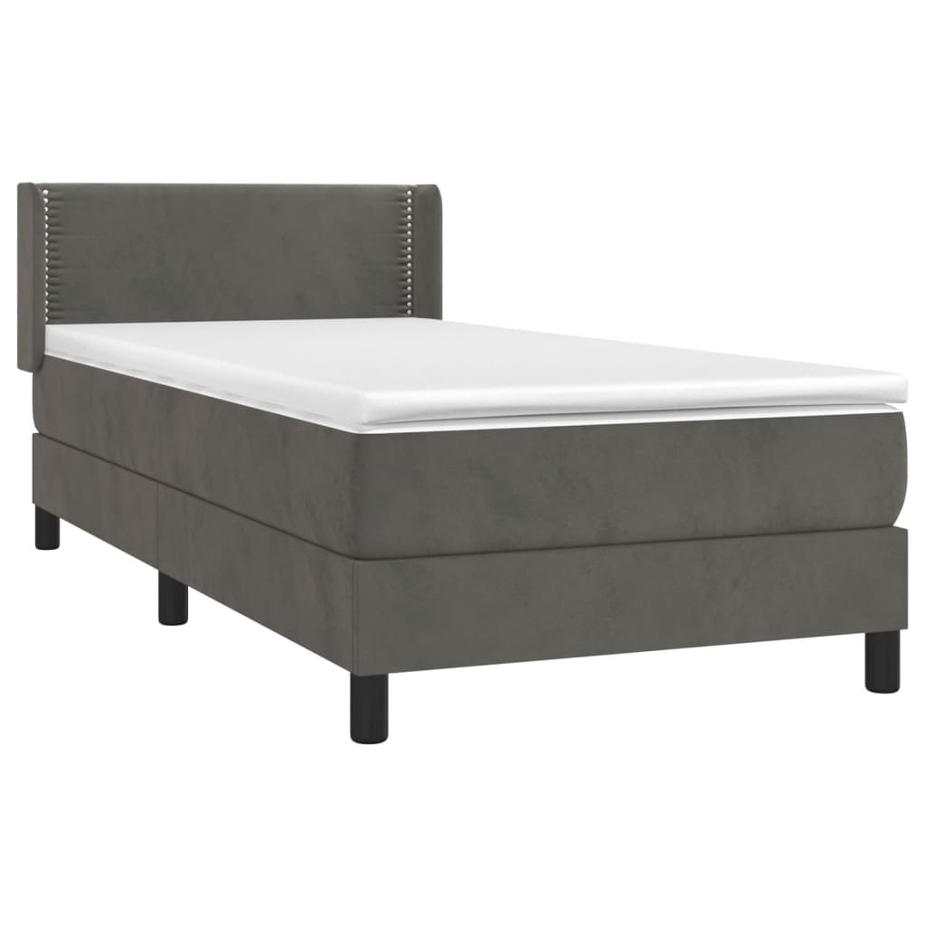 Thumbnail - vidaXL Boxspringbett mit Matratze Dunkelgrau 100x200 cm Samt