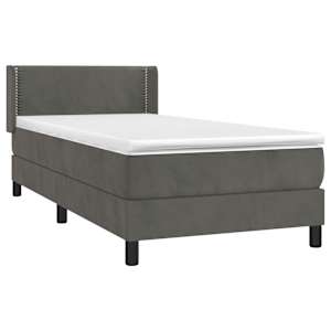 Box spring postel s matrací tmavě šedá 100x200 cm samet - obrázek 3