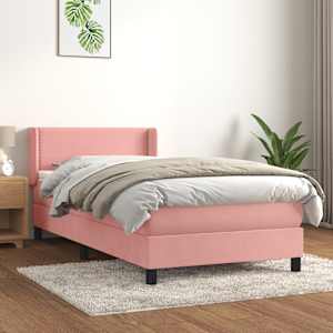 Box spring postel s matrací růžová 100x200 cm samet - obrázek 1