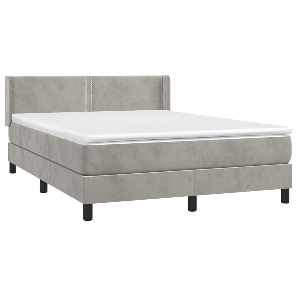 Box spring postel s matrací světle šedá 140x190 cm samet