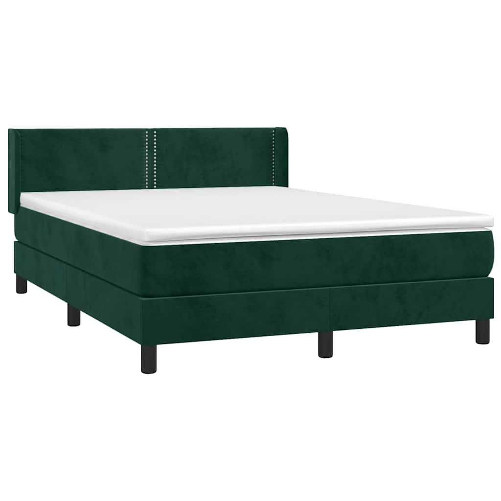 Thumbnail - vidaXL Boxspringbett mit Matratze Dunkelgrün 140x190 cm Samt