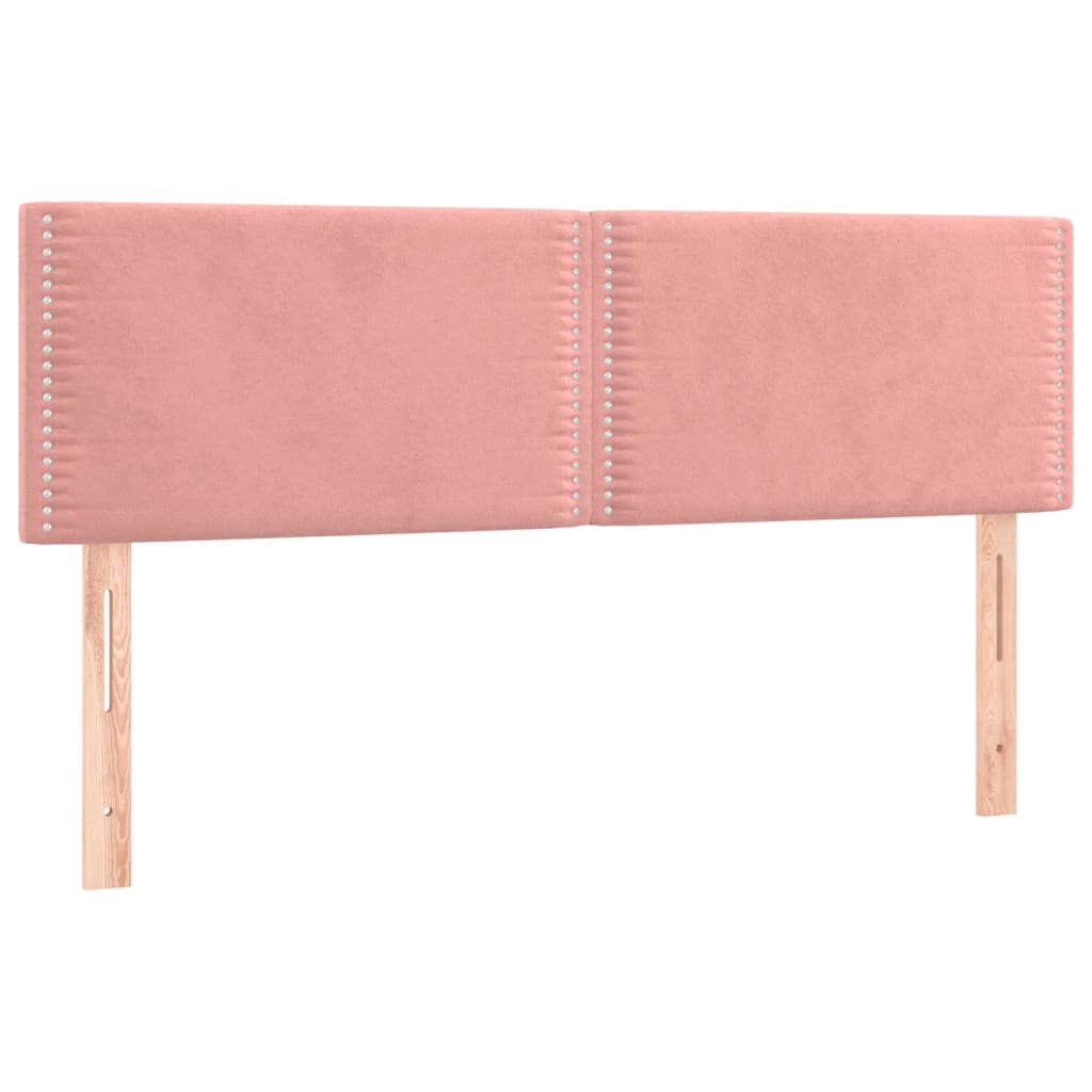 Pat box spring cu saltea, roz, 140x190 cm, catifea