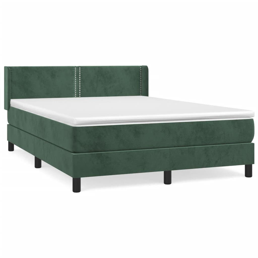 Thumbnail - vidaXL Boxspringbett mit Matratze Dunkelgrün 140x200 cm Samt