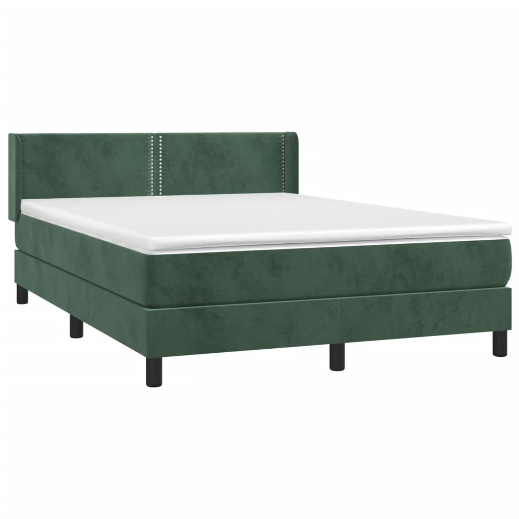 Thumbnail - vidaXL Boxspringbett mit Matratze Dunkelgrün 140x200 cm Samt