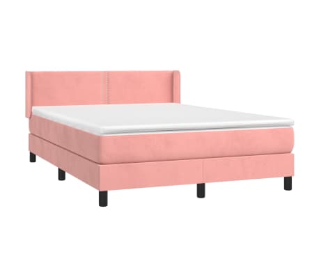vidaXL Sommier &agrave; lattes de lit avec matelas Rose 140x200 cm Velours
