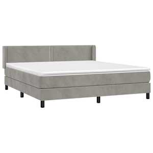 Box spring postel s matrací světle šedá 160x200 cm samet - obrázek 3