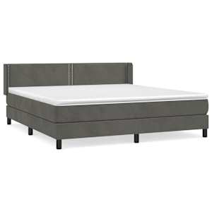 Box spring postel s matrací tmavě šedá 160x200 cm samet - obrázek 2