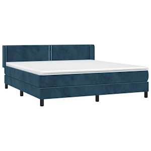 Box spring postel s matrací tmavě modrá 160x200 cm samet - obrázek 3