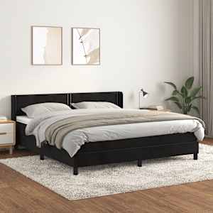 Box spring postel s matrací černá 180x200 cm samet - obrázek 1