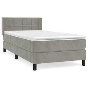 Box spring postel s matrací světle šedá 80 x 200 cm samet - obrázek 2