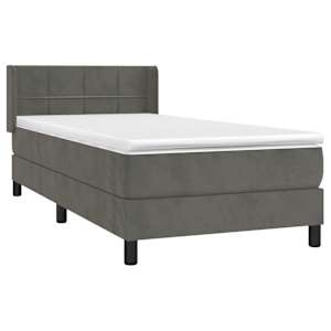 Box spring postel s matrací tmavě šedá 80 x 200 cm samet - obrázek 3