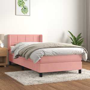 Box spring postelja z vzmetnico roza 80x200 cm žamet